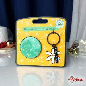 Magnes i brelok "Kochana Babcia" Stokrotka Prezent dla babci.