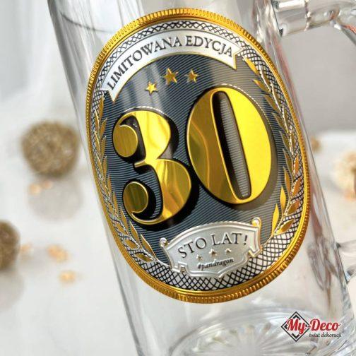 Kufel do Piwa Prezent na 30 Urodziny. Kufel dla piwosza na 30 urodziny z napisem Limitowana edycja 30 Sto lat.