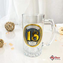 Kufel do Piwa Prezent na 18 Urodziny. Kufel do piwa z napisem legalny piwosz 18, pojemność 450 ml.