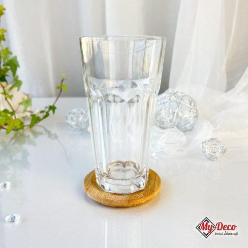 Szklanka z Bambusową Podstawką Przykrywką Prezent. Szklanka szklana z bambusową pokrywką lub podkładką. szklanka pojemność 300 ml.