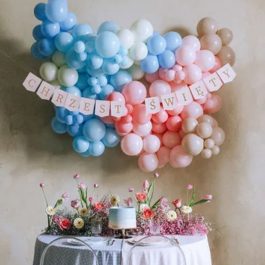 Baner Girlanda na Chrzest różowo złota dla dziewczynki