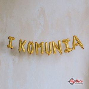 Złoty balon foliowy I Komunia Dekoracja sali