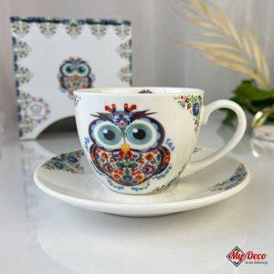 Filiżanka ze spodkiem dla nauczyciela SOWA ETNO Prezent