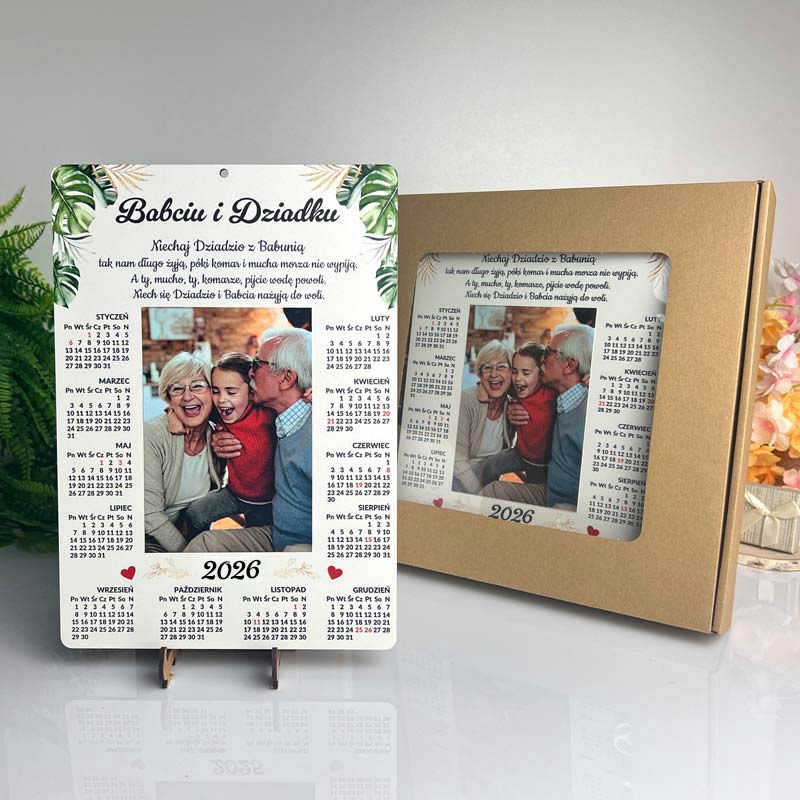 Zestaw prezentowy box Kalendarz ze zdjęciem dla Babci i Dziadka MD1111