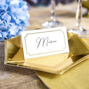 Winietki na stół komunia chrzest złota ramka zestaw 10 sztuk