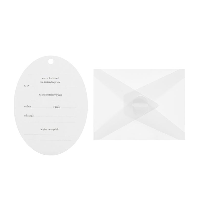 Zaproszenia na komunię Owalne do wypisania złoty krzyż zestaw 10 sztuk - obrazek 3