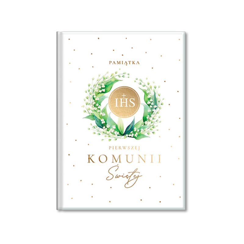 Pamiątka komunijna dla chłopca książeczka z życzeniami złoty IHS 60-0 - obrazek 2