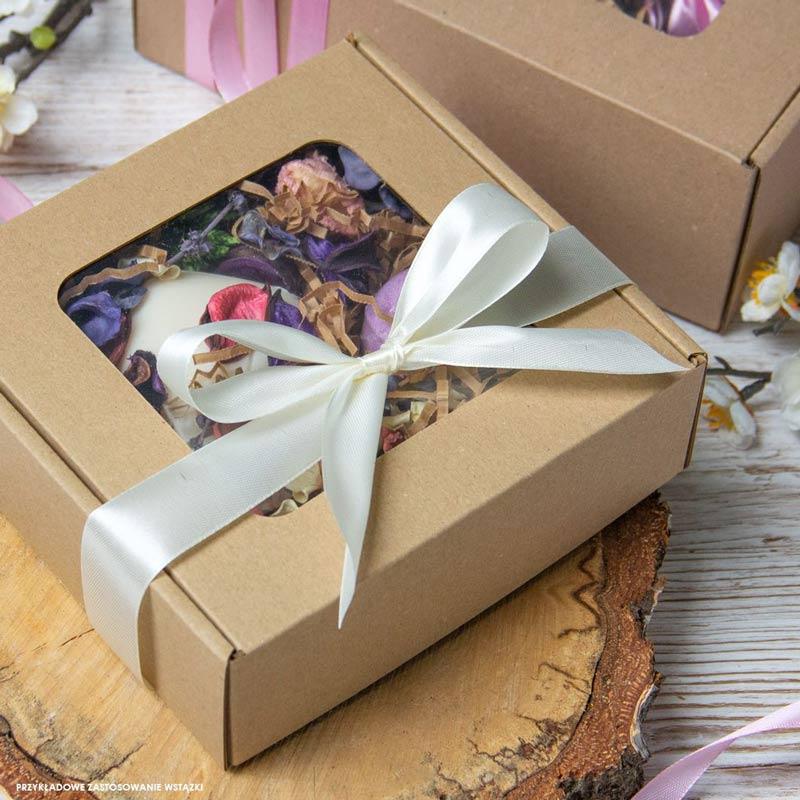 Wstążka tasiemka satynowa dekoracyjna kremowa 25mm x 32m - obrazek 2