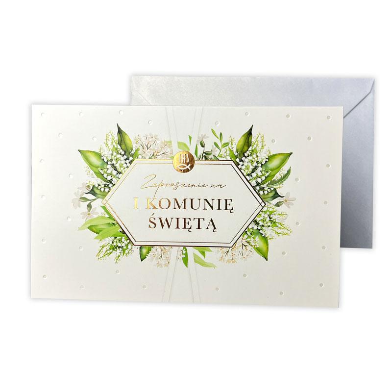 Zaproszenia na komunię dla dziewczynki złote napisy zestaw 5 sztuk Star-56 - obrazek 4