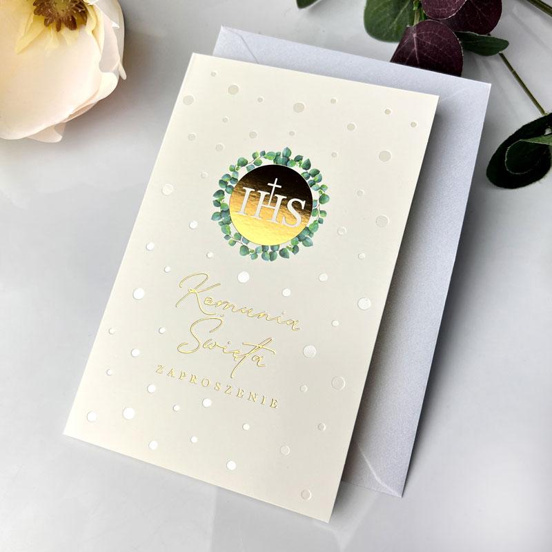 Zaproszenia na komunię dla gości zestaw 5 sztuk złocenia Star-62 - obrazek 3
