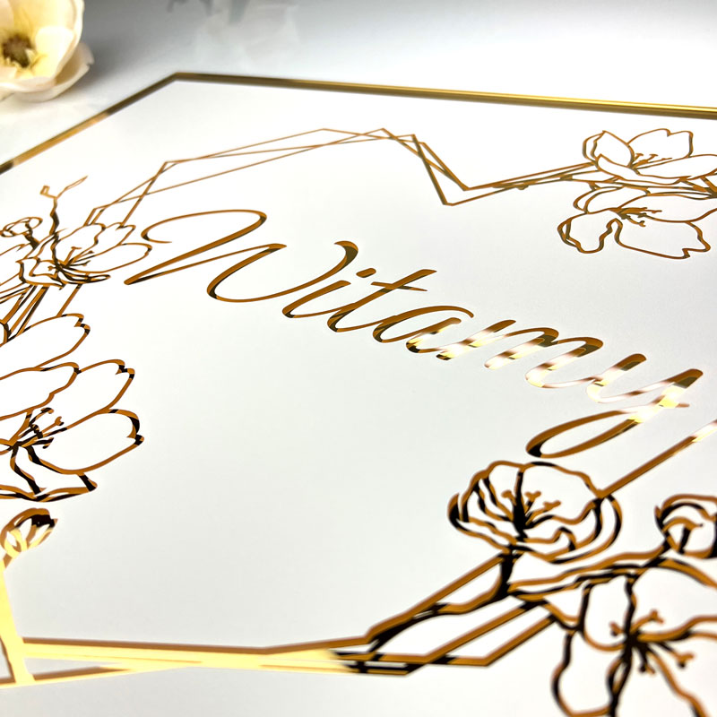 Elegancka Tablica Powitalna Ślub Wesele złota pleksi nadruk MD1294