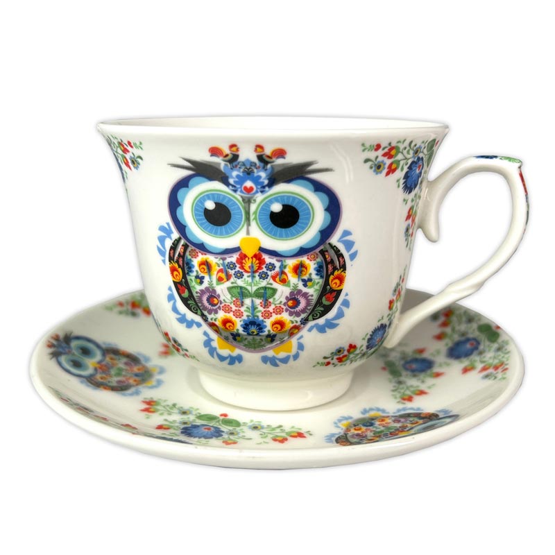 Filiżanka ze spodkiem dla Nauczyciela sowa Prezent koniec roku - obrazek 2