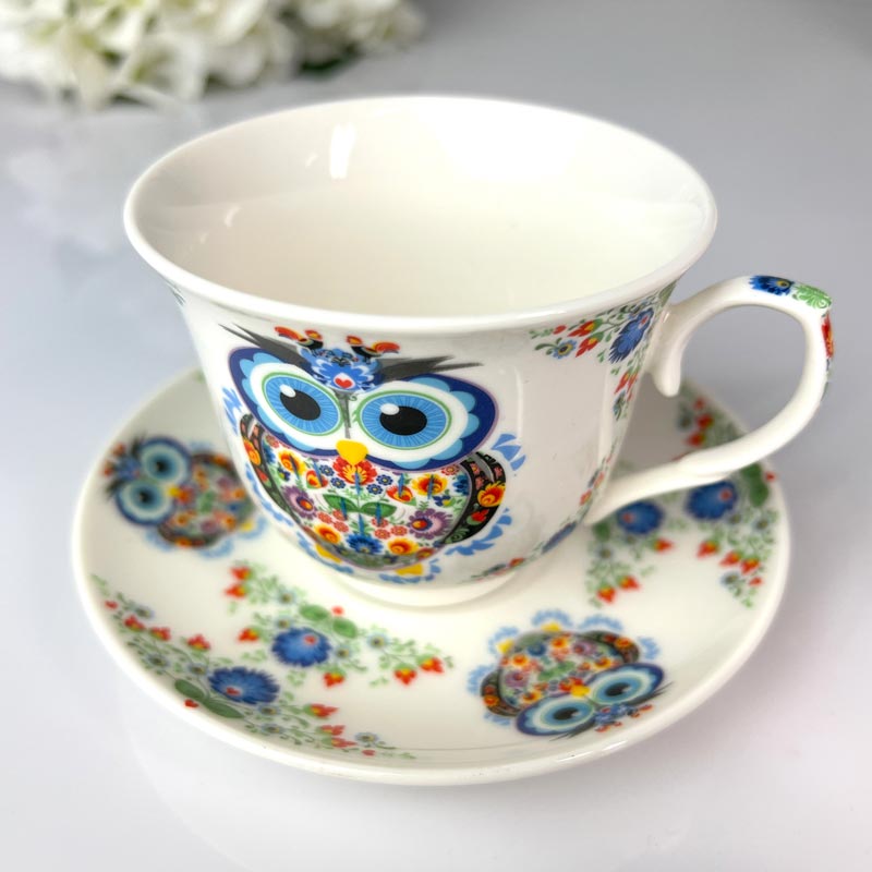 Filiżanka ze spodkiem dla Nauczyciela sowa Prezent koniec roku - obrazek 3