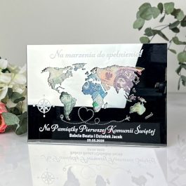 Koperta na pieniądze srebrna pleksi Pamiątka Komunijna MD1274