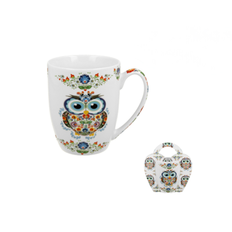 Kubek 350 ml w koszyczku Sowa Etno