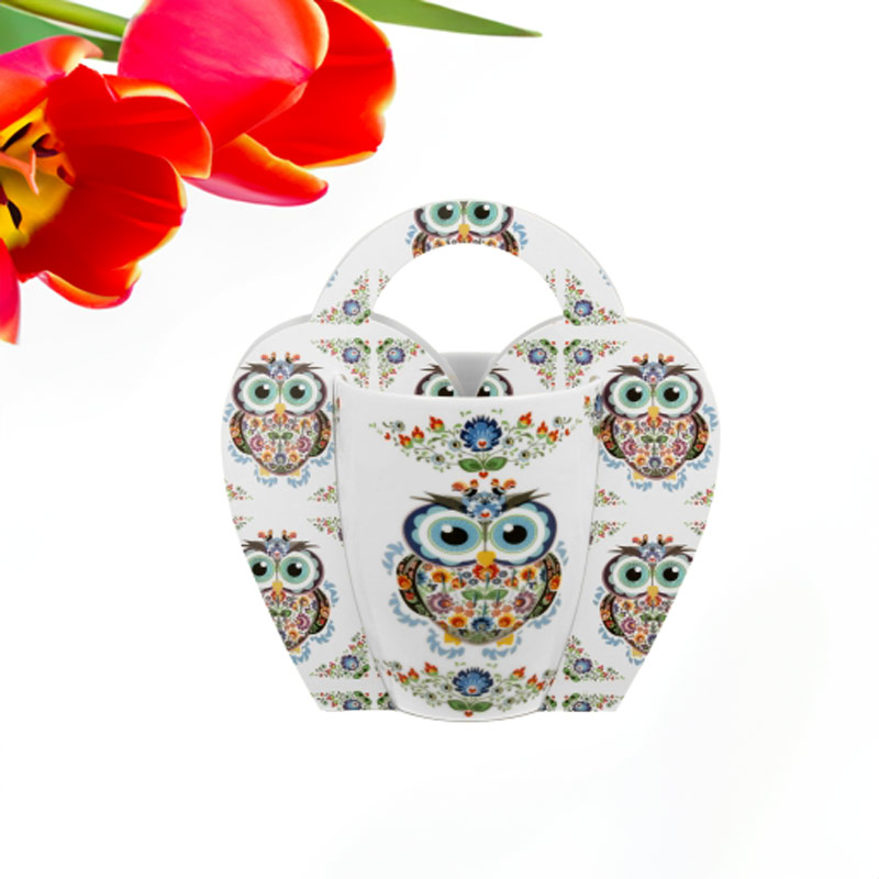 Kubek 350 ml w koszyczku Sowa Etno