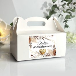 Naklejki etykietki na ciasto weselne Boho Złote Serce zestaw 10 sztuk MD1276