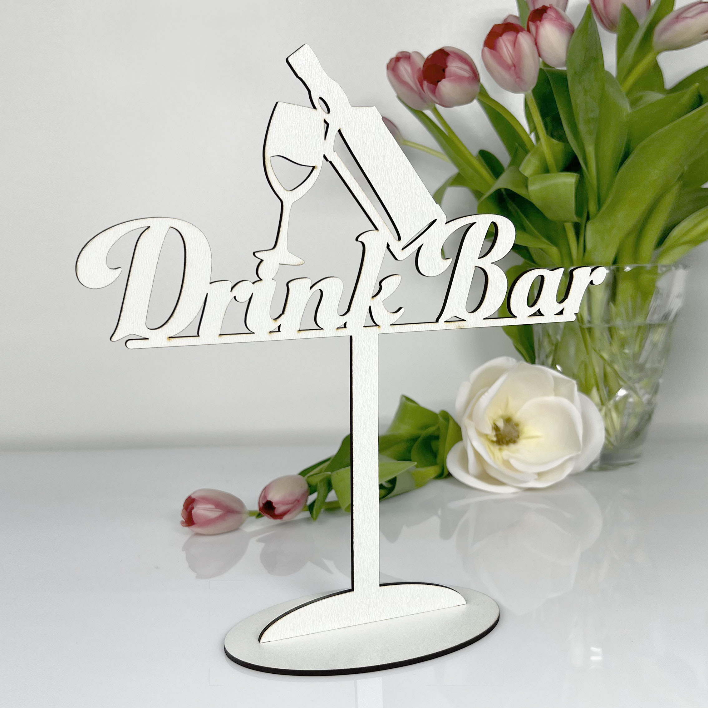 Napis Drink Bar dekoracja na stół Wesele Jubileusz Urodziny Biały