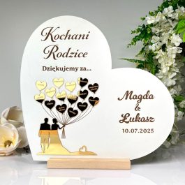 Podziękowanie dla Rodziców personalizowane Serce Złota Pleksi MD1302