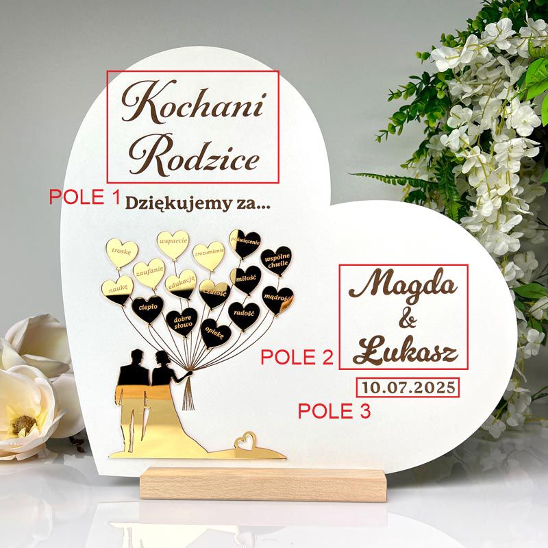Podziękowanie dla Rodziców personalizowane Serce Złota Pleksi MD1302 - obrazek 2