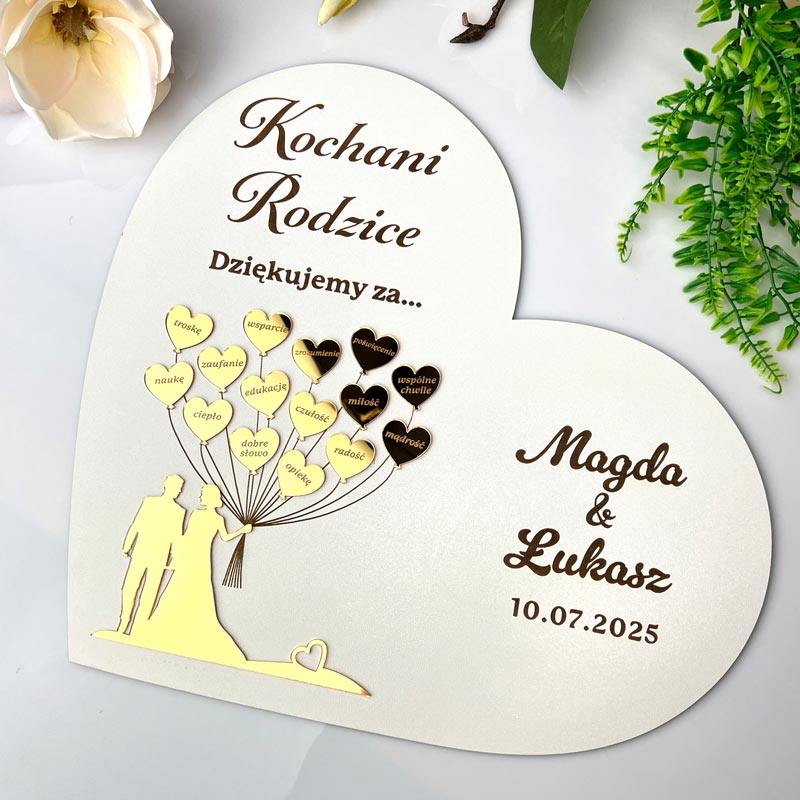 Podziękowanie dla Rodziców personalizowane Serce Złota Pleksi MD1302