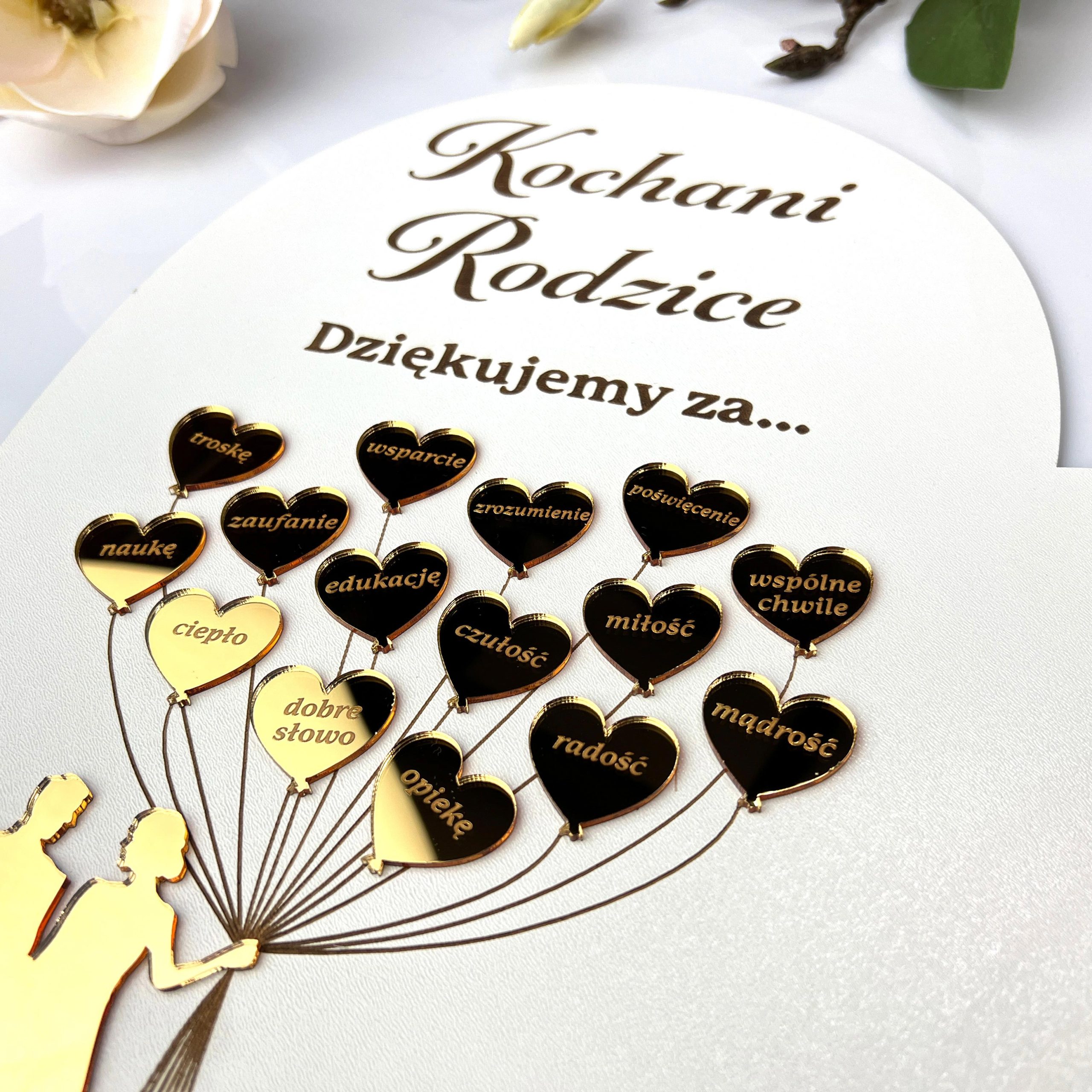 Podziękowanie dla Rodziców personalizowane Serce Złota Pleksi MD1302 - obrazek 4