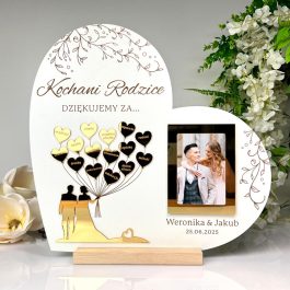 Podziękowanie dla rodziców od Pary Młodej – serce 3D i miejsce na zdjęcie MD1303