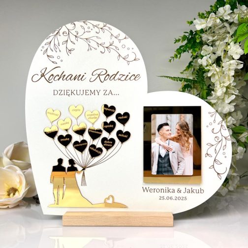 Podziękowanie dla rodziców od Pary Młodej – serce 3D i miejsce na zdjęcie MD1303