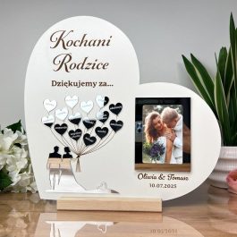 Podziękowanie ślubne dla Mamy i Taty Serce z ramką na zdjęcie MD1308