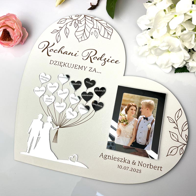Prezent dla rodziców na ślub wesele – serce z dedykacją od Młodej Pary MD1307 - obrazek 3