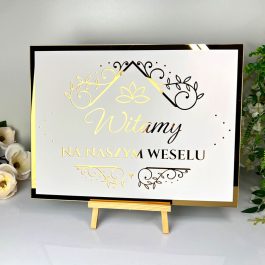 Ślubna Tablica Powitalna Złota Pleksi Dekoracja Sali Ornament MD1301