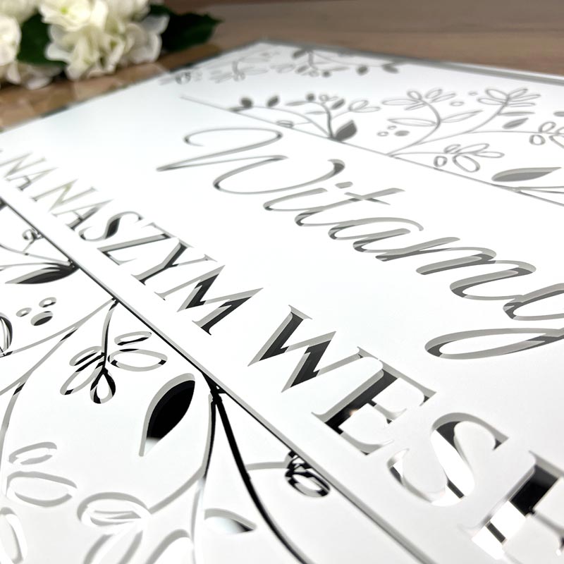 Tablica Powitalna Srebrna Pleksi Dekoracja Sali Ślub Wesele MD1311 - obrazek 2