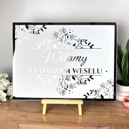 Tablica Powitalna Srebrna Pleksi Dekoracja Sali Ślub Wesele MD1311