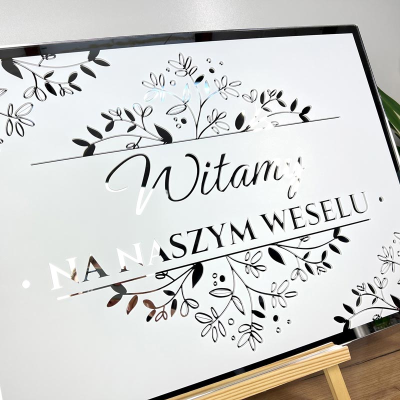 Tablica Powitalna Srebrna Pleksi Dekoracja Sali Ślub Wesele MD1311 - obrazek 4