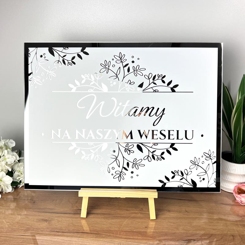 Tablica Powitalna Srebrna Pleksi Dekoracja Sali Ślub Wesele MD1311