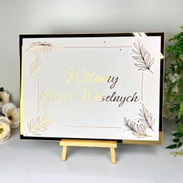 Tablica Powitalna Wesele Ślub Witamy Gości Weselnych Złota Plexi MD1298