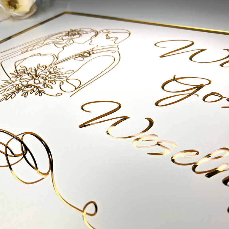 Tablica Powitalna Złota Pleksi Dekoracja Sali Młoda Para MD1300