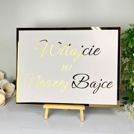 Tablica Powitalna na Wesele Witajcie w Naszej Bajce Złota Pleksi MD1297