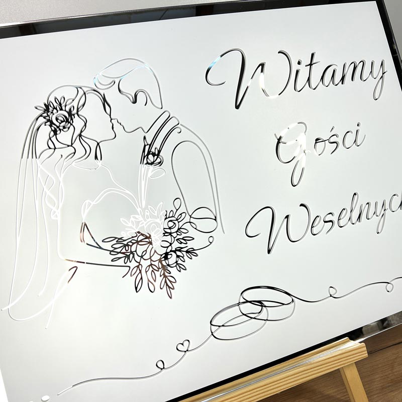 Tablica Witamy Gości Weselnych Dekoracja Sali Lustrzana Pleksi MD1316 - obrazek 4