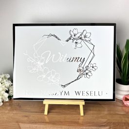 Tablica Witamy na Naszym Weselu Srebrne Napisy Nadruk UV MD1315
