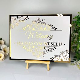 Złota Tablica Powitalna Ślub Wesele – Pleksi z Eleganckim Nadrukiem MD1295