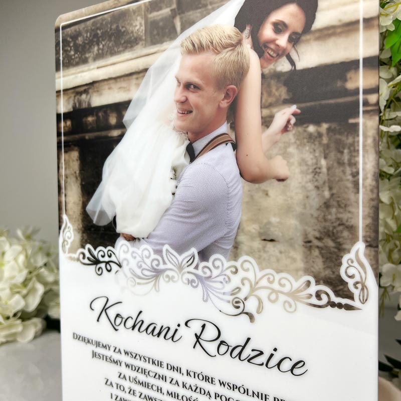 Lśniąca Ślubna Ramka dla Rodziców ze Zdjęciem MD1356 - obrazek 2