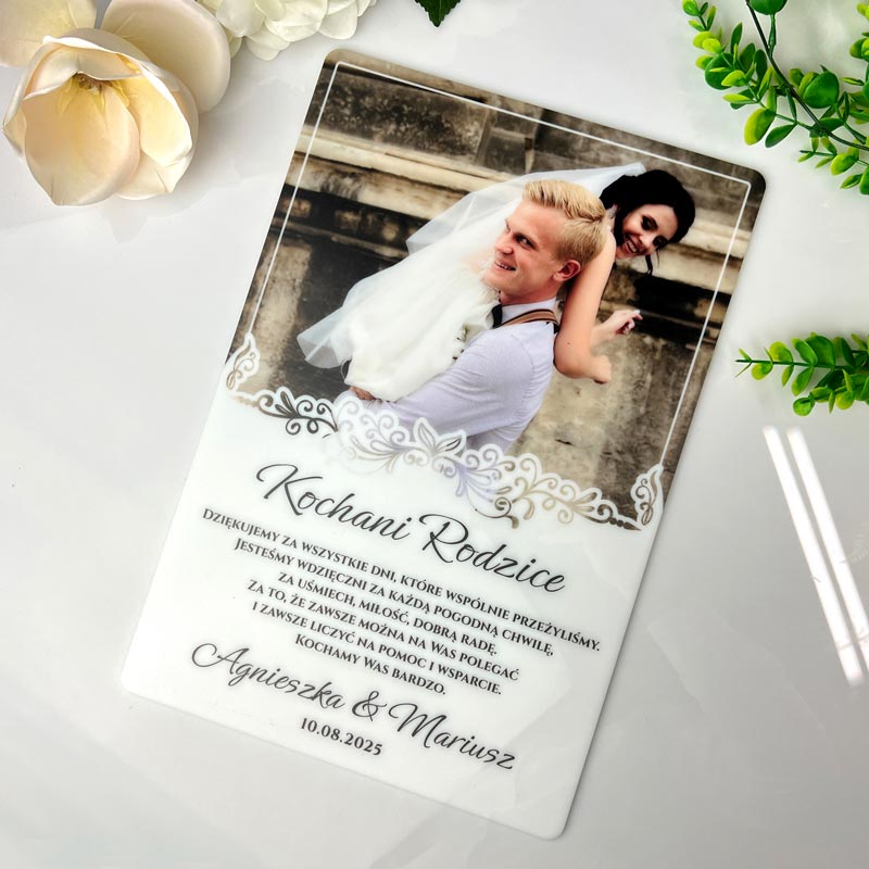 Lśniąca Ślubna Ramka dla Rodziców ze Zdjęciem MD1356 - obrazek 3