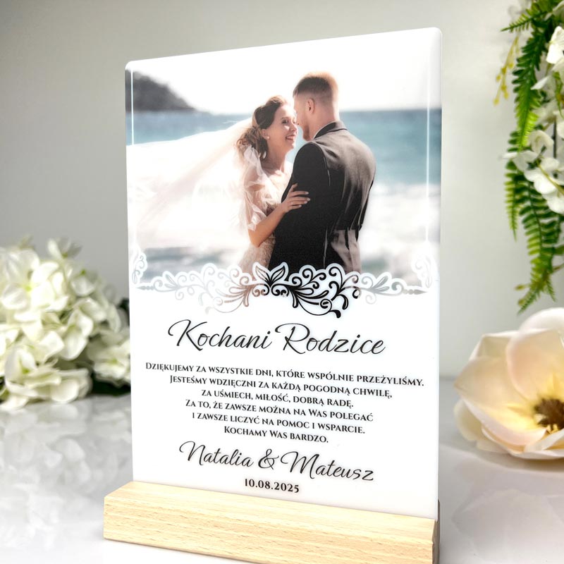 Podziękowanie Ślubne dla Rodziców z Fotografią MD1357 - obrazek 2