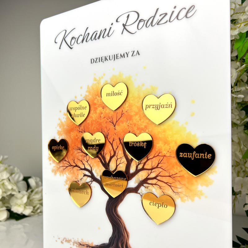 Podziękowanie dla Mamy i Taty Jesienne Drzewo Wartości, Serca MD1355 - obrazek 2