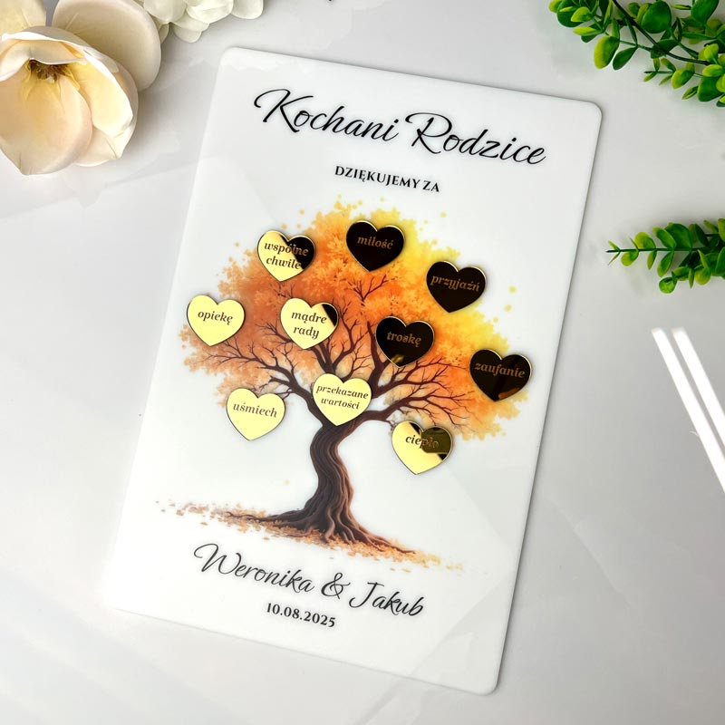 Podziękowanie dla Mamy i Taty Jesienne Drzewo Wartości, Serca MD1355 - obrazek 3