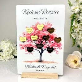 Różowe Podziękowanie dla Rodziców Drzewo Życia