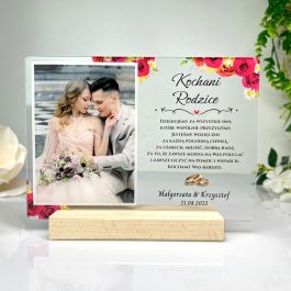 podziękowanie dla rodziców ze zdjęciem czerwone