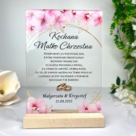 Podziękowanie Ślubne Różowe Dla Chrzestnych