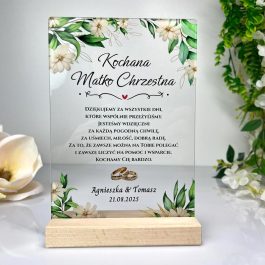 Podziękowanie Ślubne Przezroczyste Zielone Dla Chrzestnych